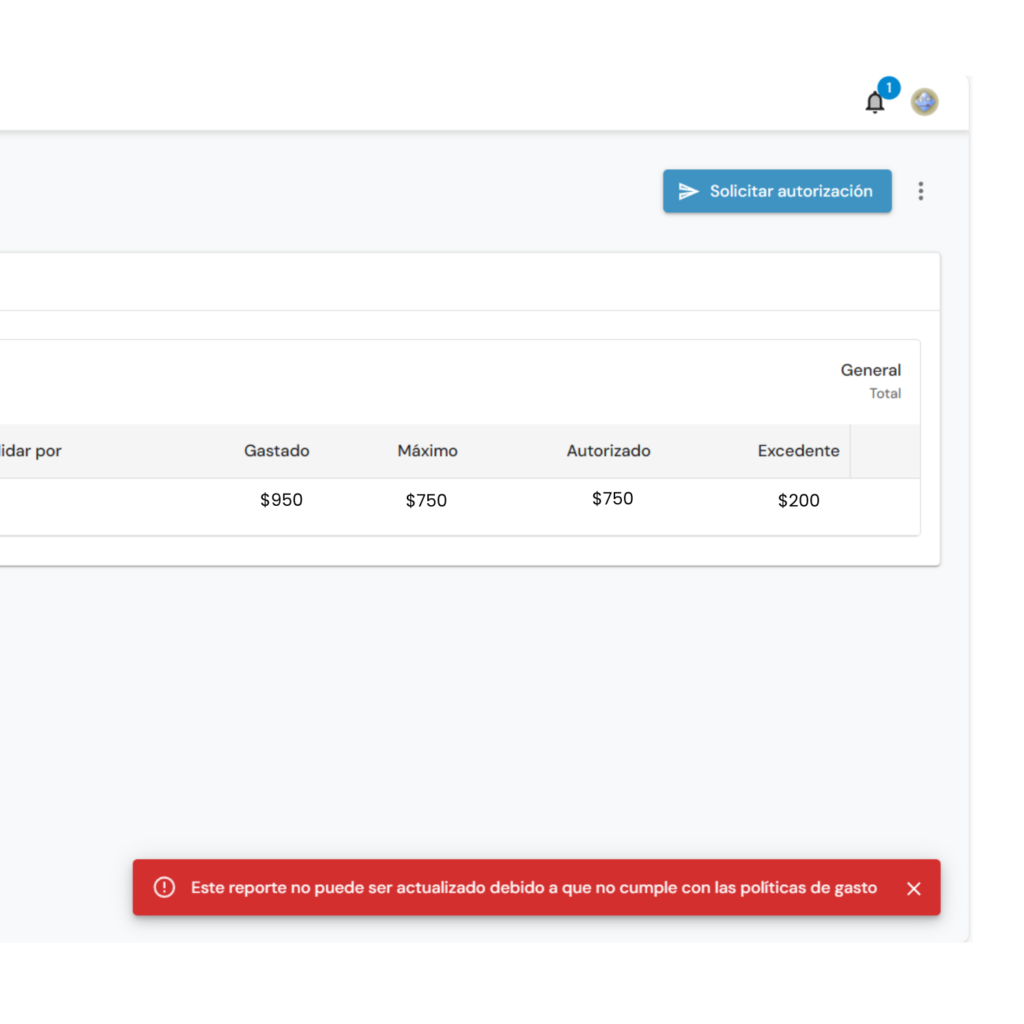 Software para control de gastos empresariales reporte sobre la autorización de gastos 
